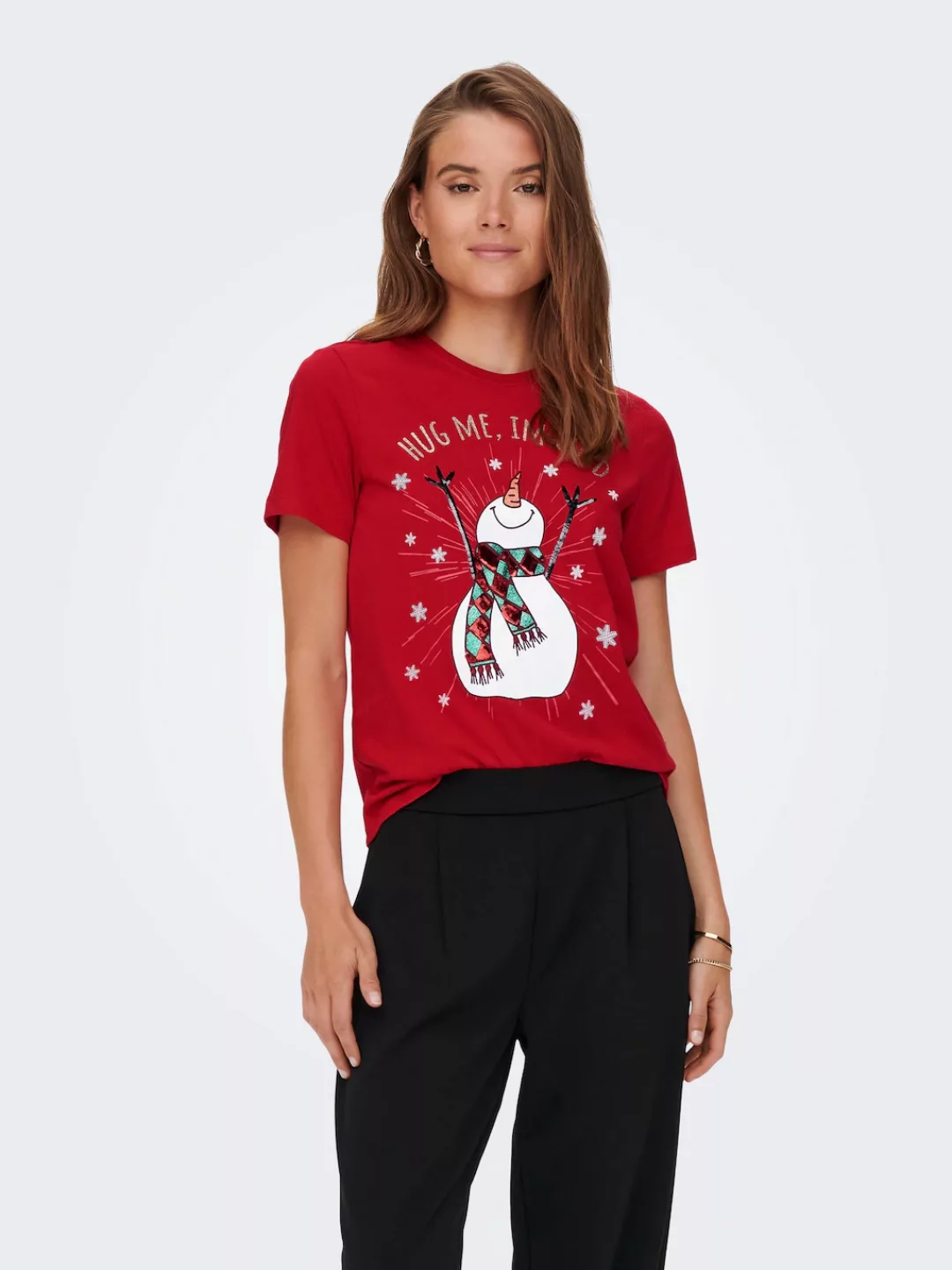 ONLY Rundhalsshirt "ONLXMAS YRSA CHRISTMAS REG S/S TOP JRS" günstig online kaufen