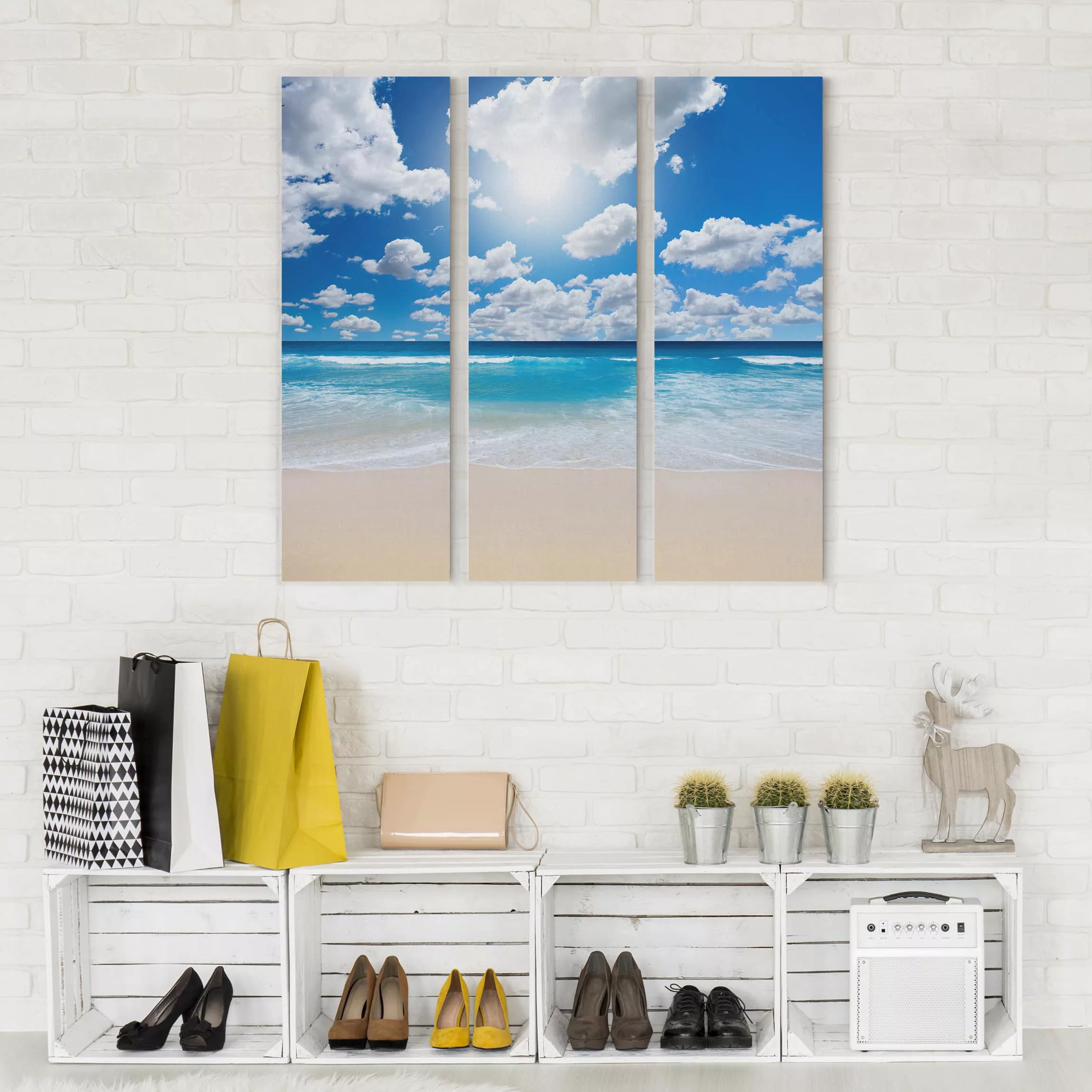 3-teiliges Leinwandbild Strand - Quadrat Touch of paradise günstig online kaufen