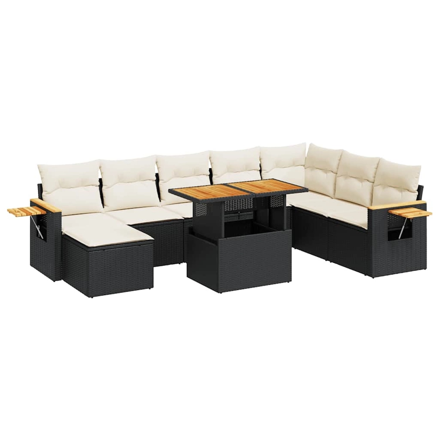 vidaXL 9-Tlg Garten-Sofagarnitur mit Kissen Schwarz Poly Rattan 3327633 günstig online kaufen