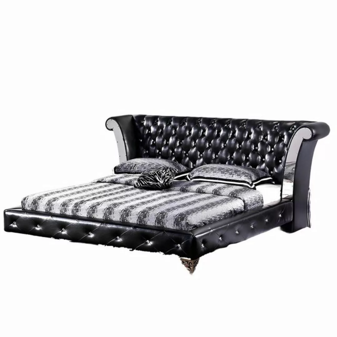 Xlmoebel Bett Luxuriöses Doppelbett aus Edelstahl und Chesterfield-Leder fü günstig online kaufen