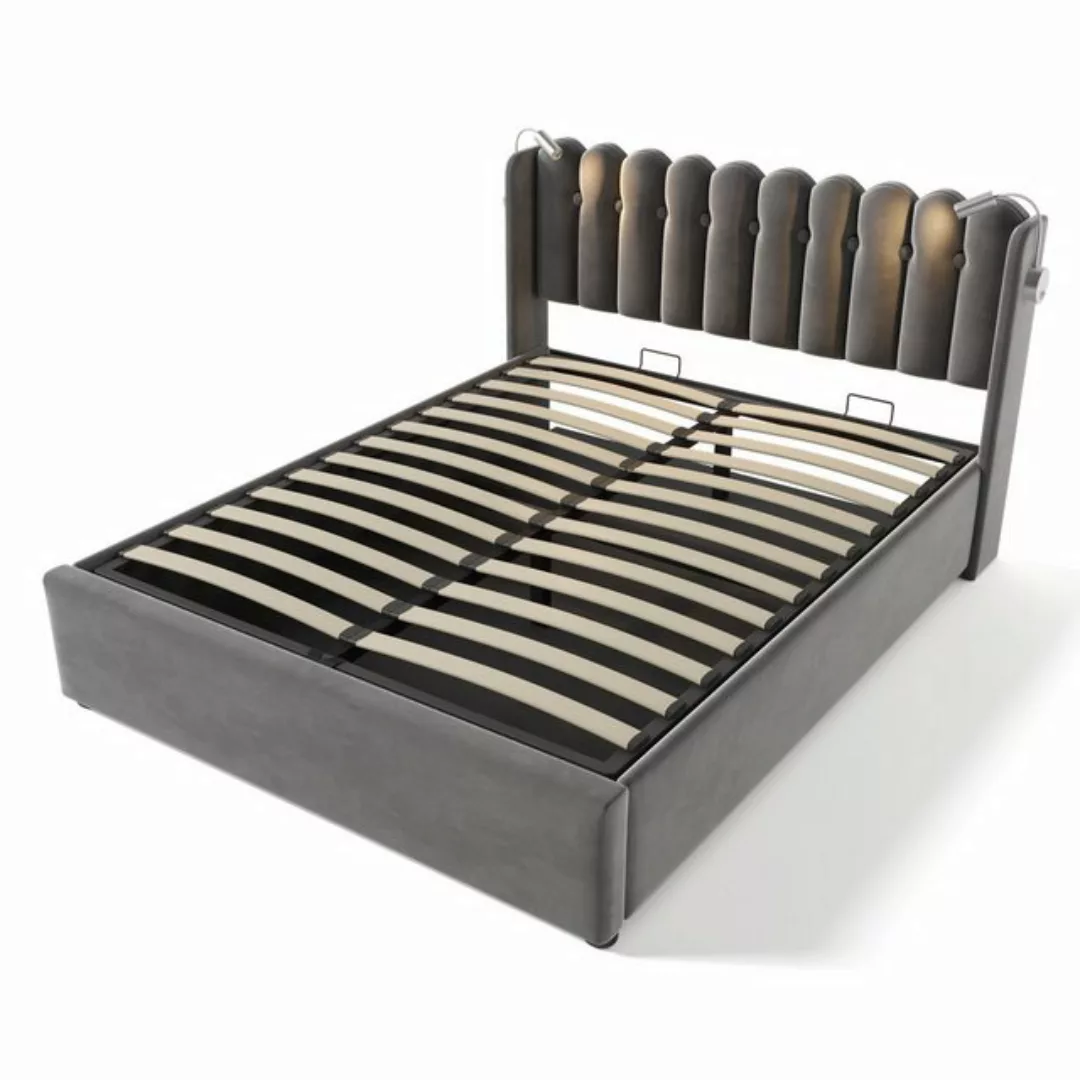 BlingBin Polsterbett Doppelbett (1-tlg., Ladefunktion und Bettkasten, mit L günstig online kaufen