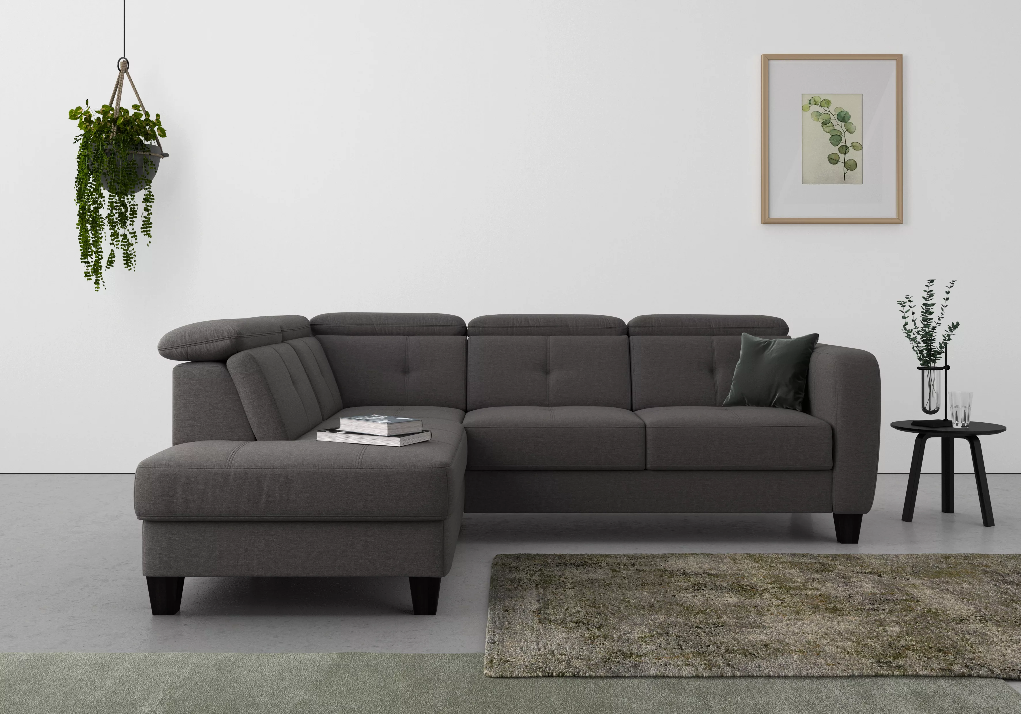 sit&more Ecksofa "Belluci L-Form", inklusive Federkern, wahlweise mit Bettf günstig online kaufen