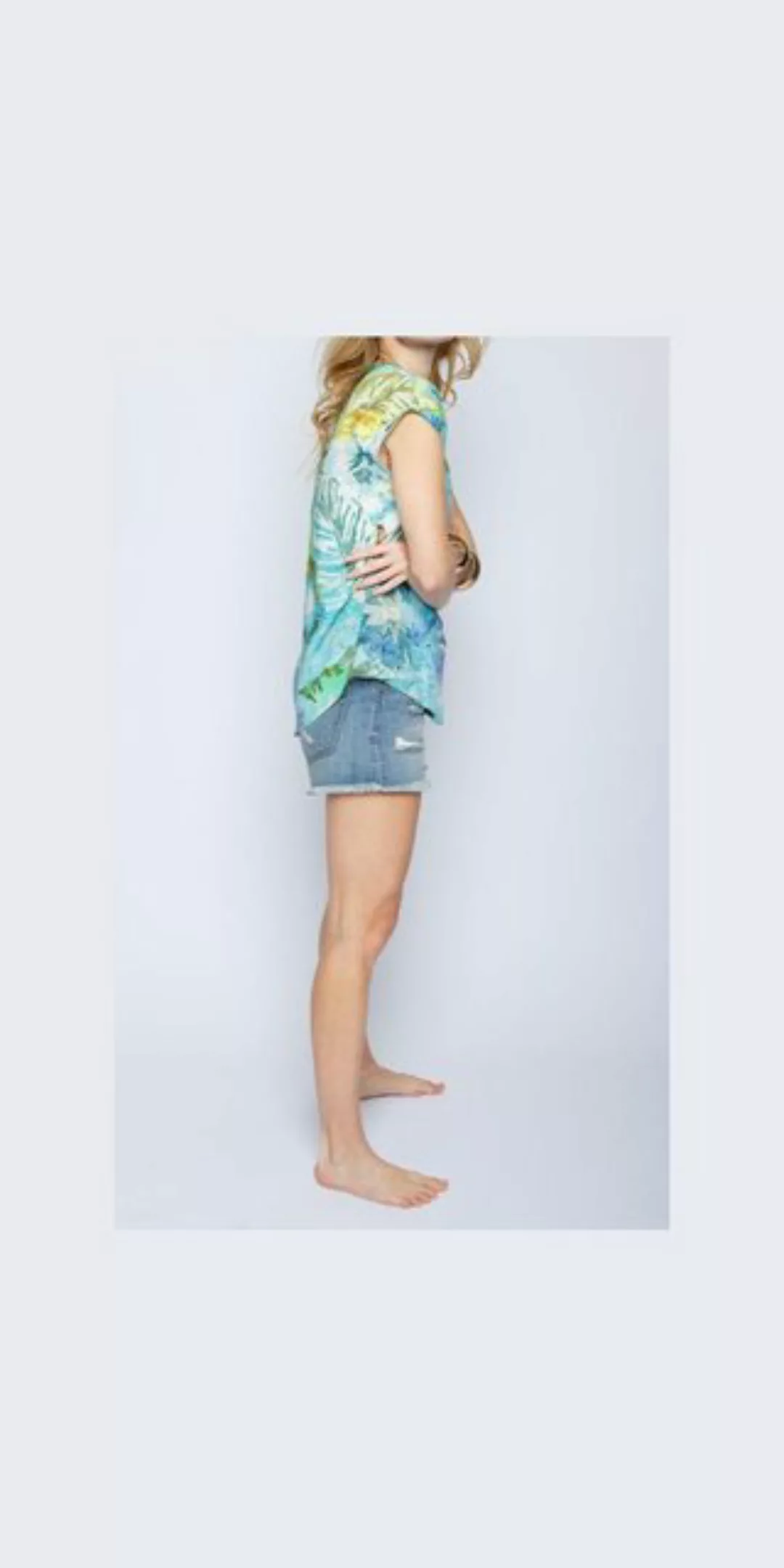 Emily Van Den Bergh Hemdbluse Bluse EMILY VAN DEN BERGH aqua floral günstig online kaufen