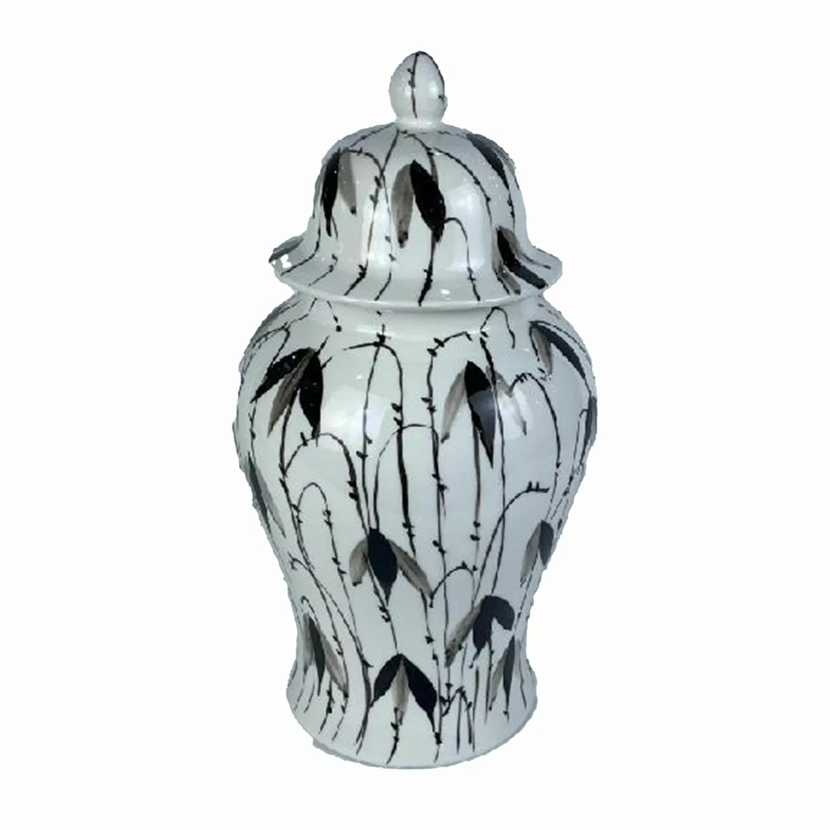 Vase Dkd Home Decor Porzellan Schwarz Weiß Orientalisch Pflanzenblatt (22 X günstig online kaufen