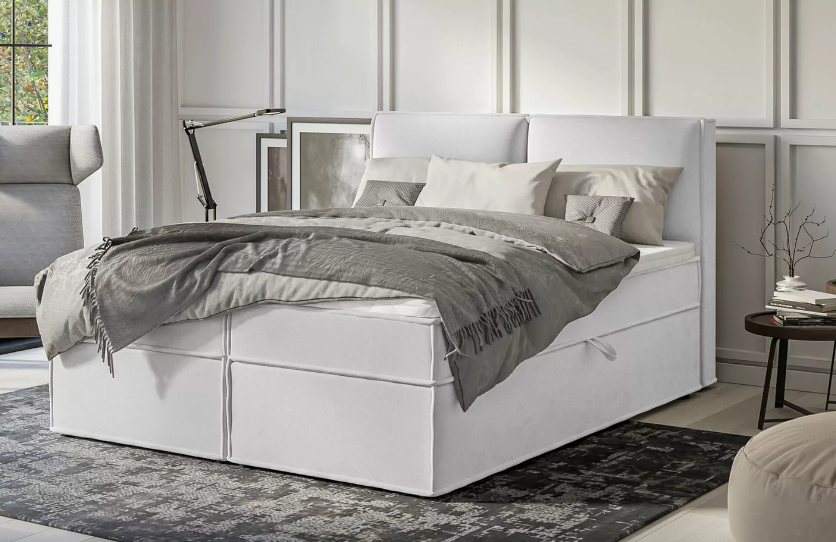 S-Style Möbel Boxspringbett Plaza mit Topper und Bettkästen aus Luxusmicrof günstig online kaufen