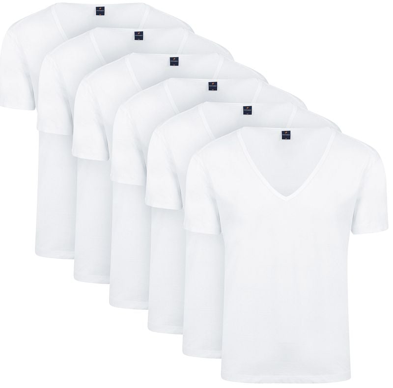 Suitable Vitaru T-Shirt Tiefer V-Ausschnitt Weiß 6-Pack - Größe M günstig online kaufen