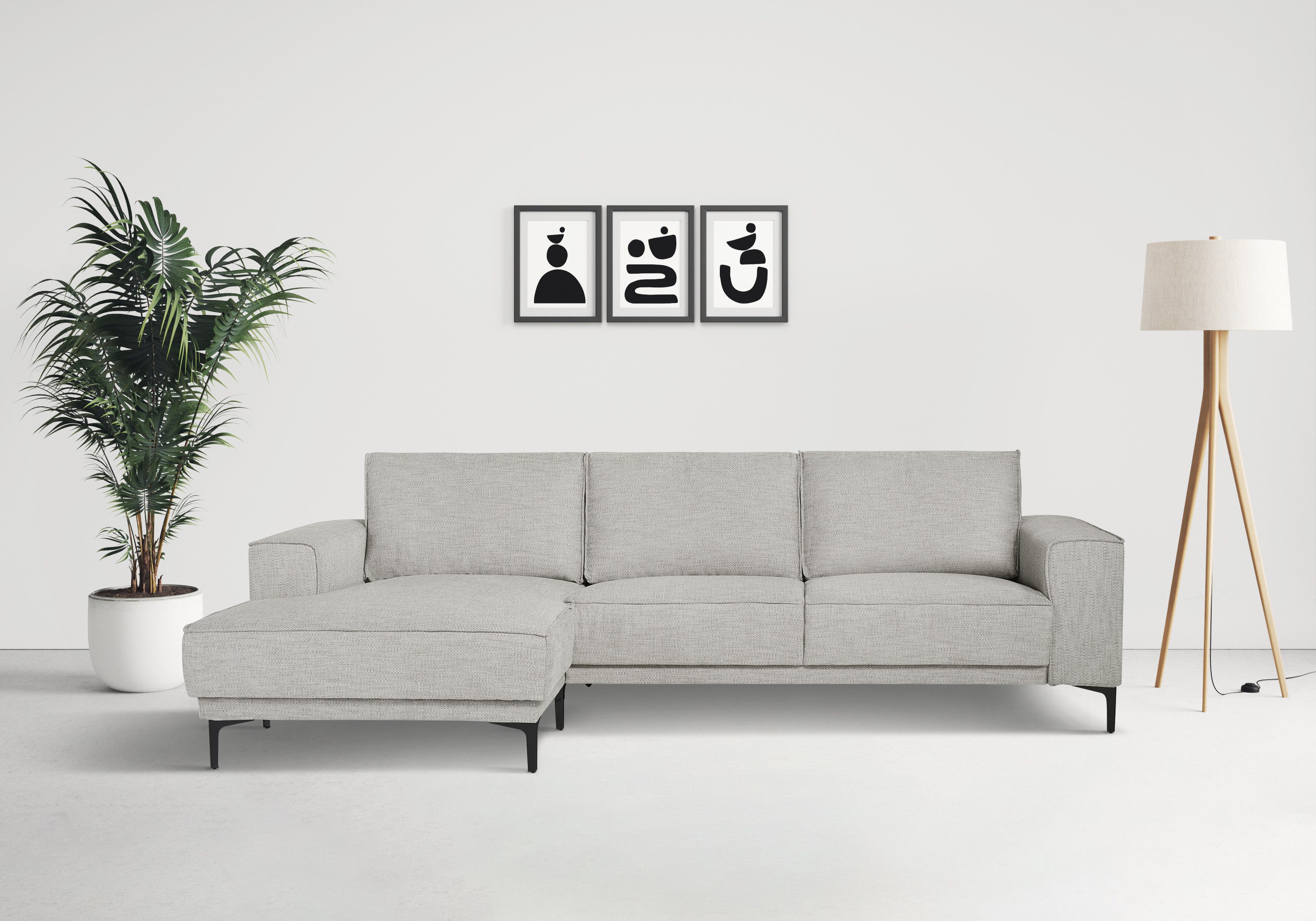 Places of Style Ecksofa "Polsterecke Oland, Struktur, Flachgewebe, Luxus-Mi günstig online kaufen