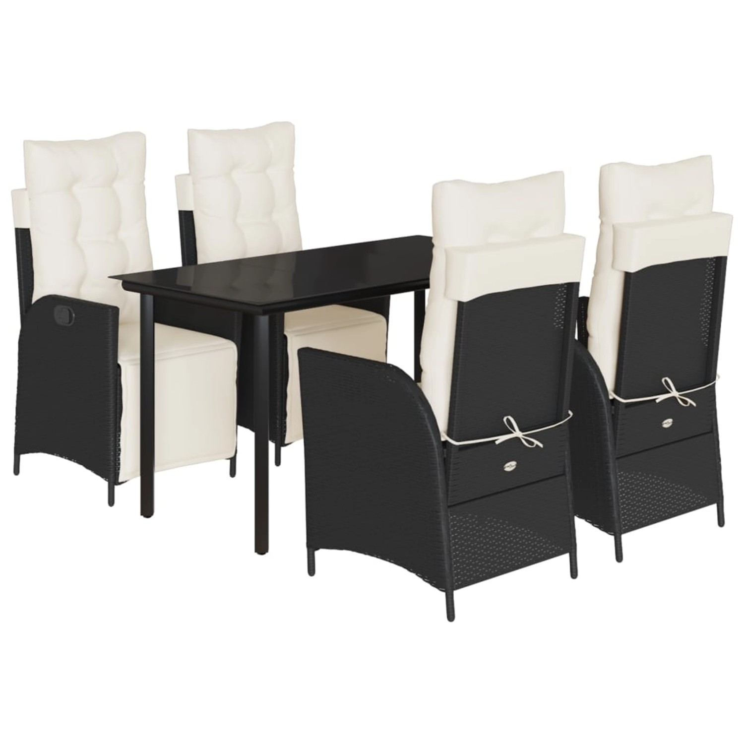 vidaXL 5-Tlg Garten-Essgruppe mit Kissen Schwarz Poly Rattan 3213387 günstig online kaufen