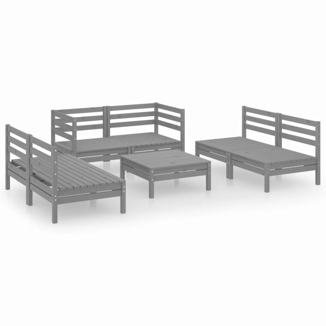 7-tlg. Garten-lounge-set Grau Massivholz Kiefer günstig online kaufen