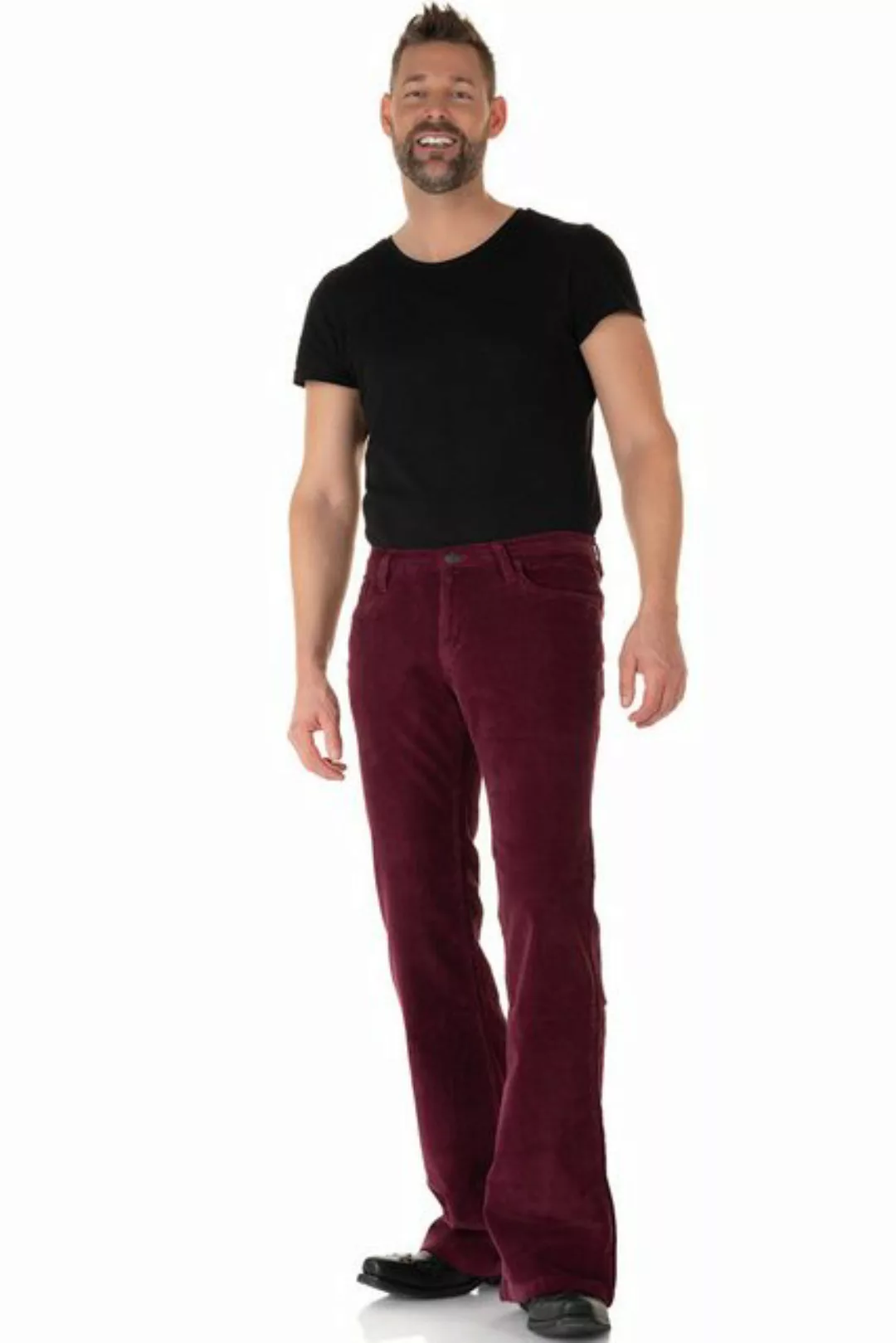 Comycom Cordhose Herren Cord Bootcut Hose bordeaux günstig online kaufen