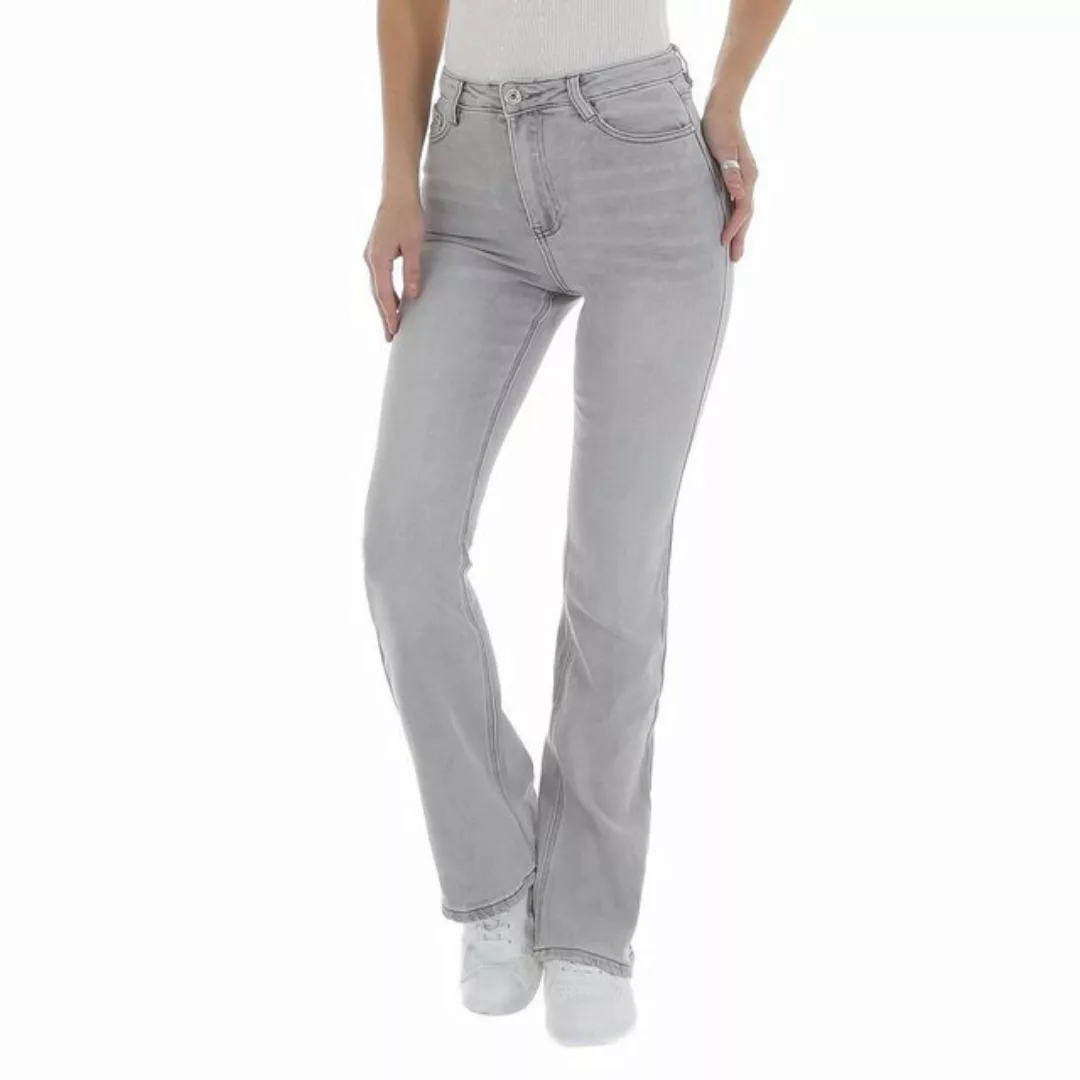 Ital-Design Bootcut-Jeans Damen Freizeit Stretch Bootcut Jeans in Hellgrau günstig online kaufen