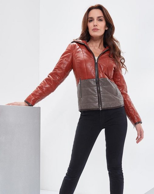 Jilani Lederjacke Tisa Jilani - Damen Lederjacke Steppjacke Kapuze Lammnapp günstig online kaufen