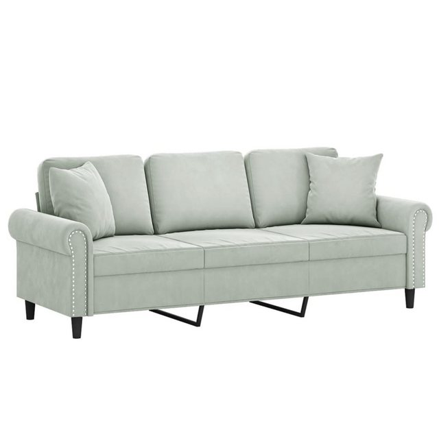 vidaXL Sofa 3-Sitzer-Sofa mit Zierkissen Hellgrau 180 cm Samt günstig online kaufen