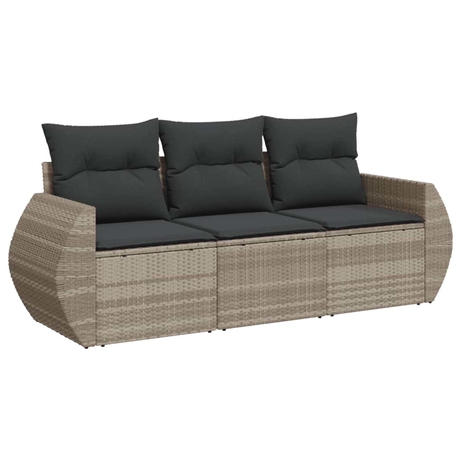 vidaXL 3-Tlg Garten-Sofagarnitur mit Kissen Hellgrau Poly Rattan 3253399 günstig online kaufen