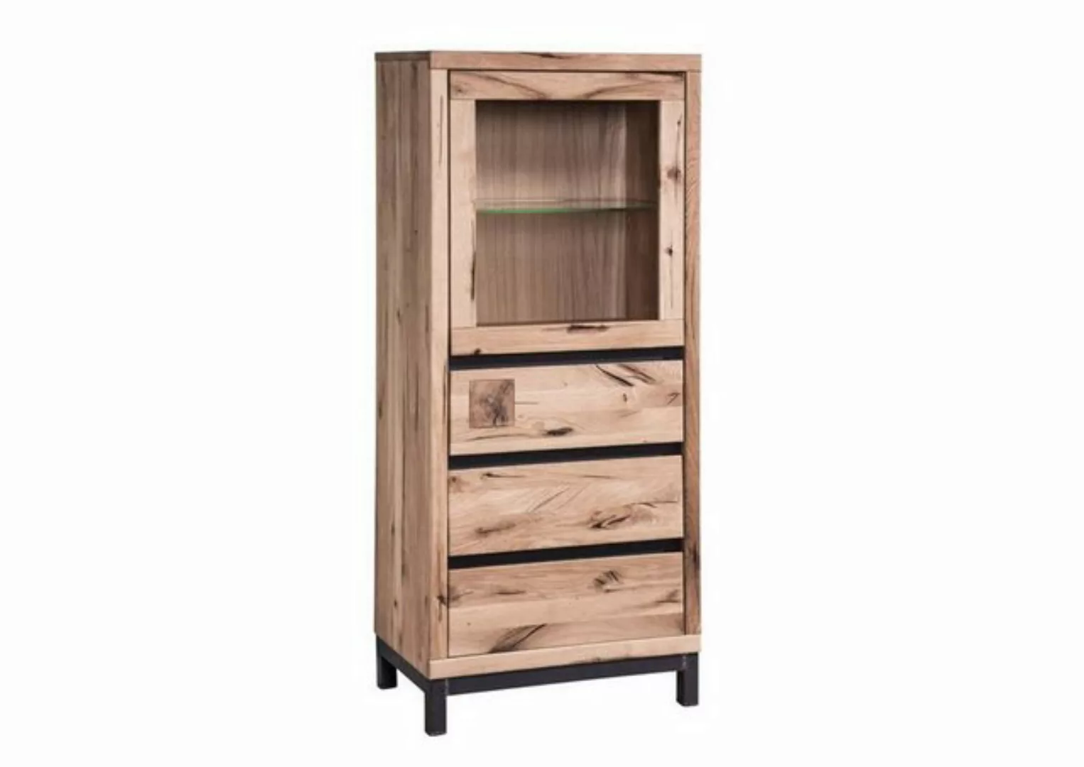 Massivmoebel24 Standvitrine (Vitrine Wildeiche 65x40x148 bianco geölt VILLA günstig online kaufen