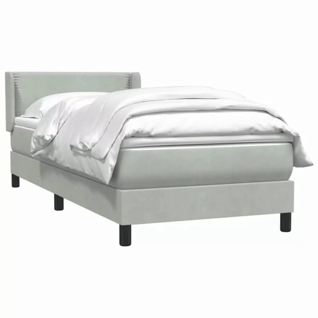 vidaXL Bett Boxspringbett mit Matratze Hellgrau 100x220 cm Samt günstig online kaufen