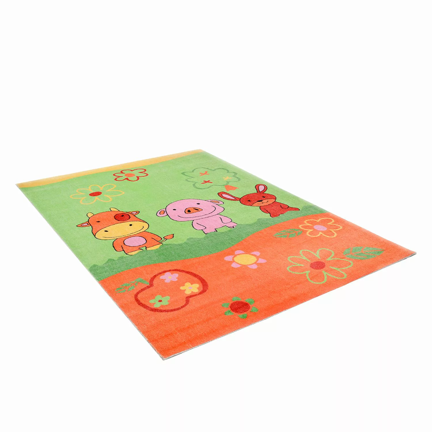 home24 THEKO die markenteppiche Kinderteppich Mamba Animals Grün/Orange Tie günstig online kaufen