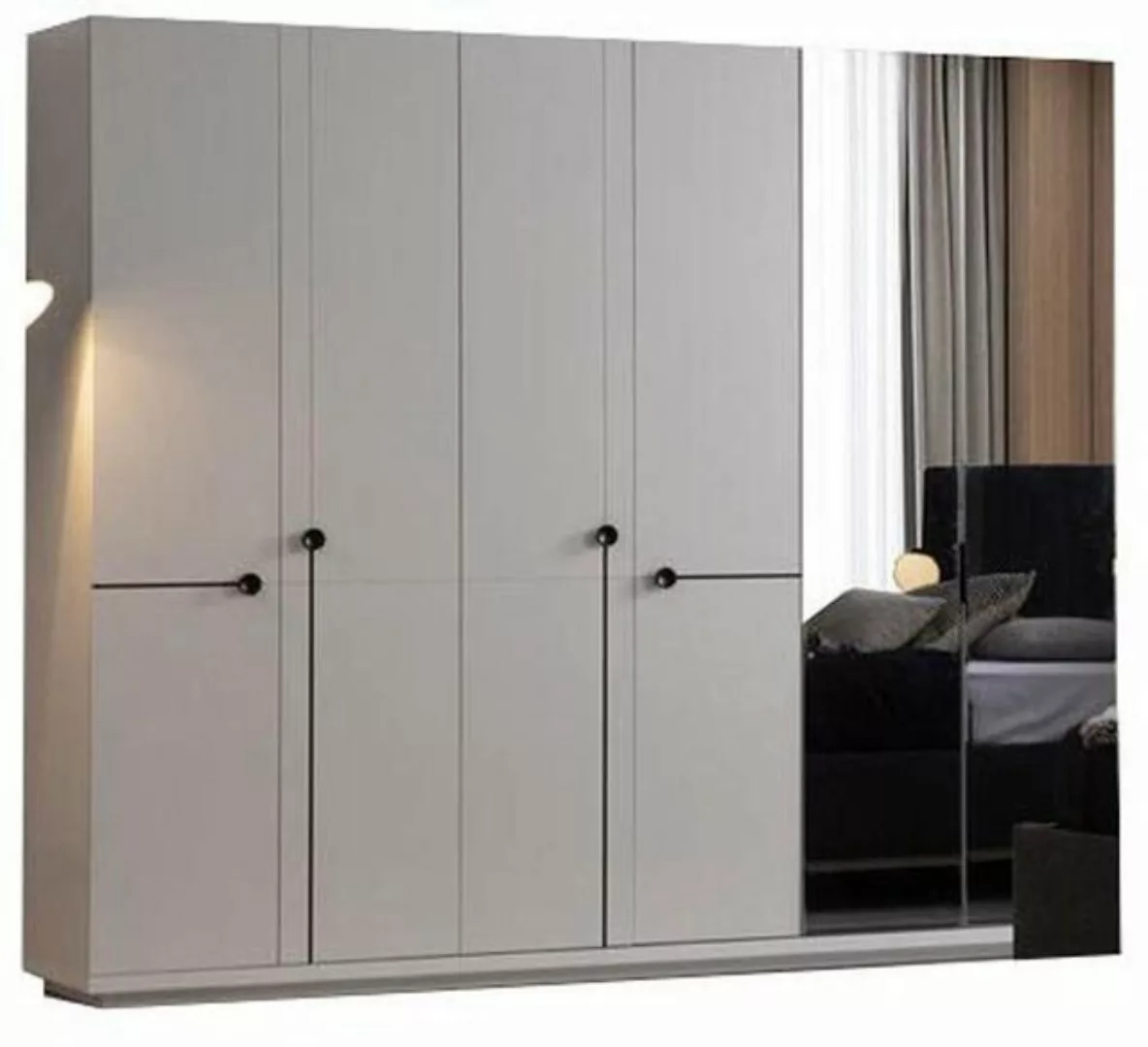 JVmoebel Kleiderschrank Kleiderschrank Grau Schlafzimmer Schränke 250cm Des günstig online kaufen