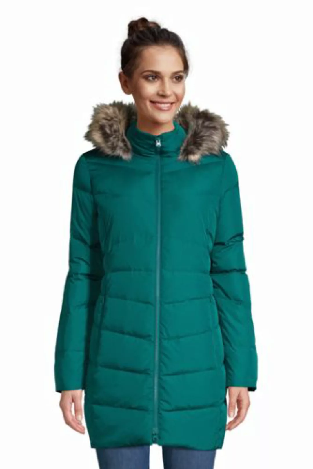 Daunenmantel mit Kapuze, Damen, Größe: XS Normal, Grün, by Lands' End, Jade günstig online kaufen