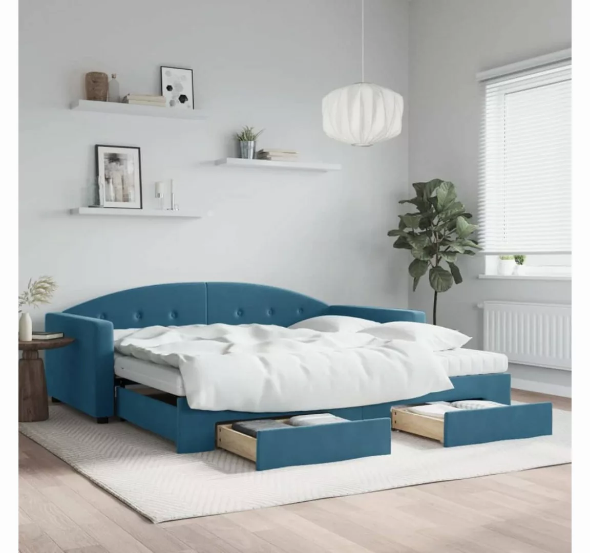 vidaXL Gästebett Gästebett Tagesbett Ausziehbar mit Schubladen Blau 100x200 günstig online kaufen