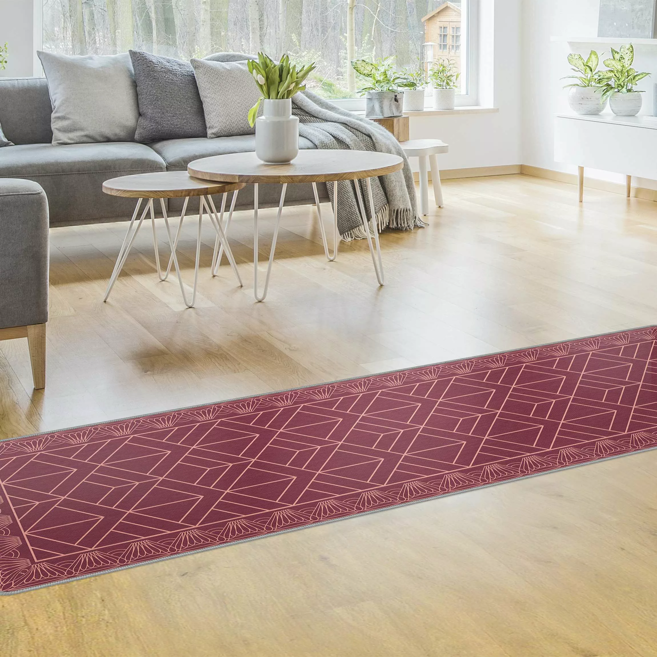 Teppich Art Deco Schuppen Muster mit Bordüre günstig online kaufen
