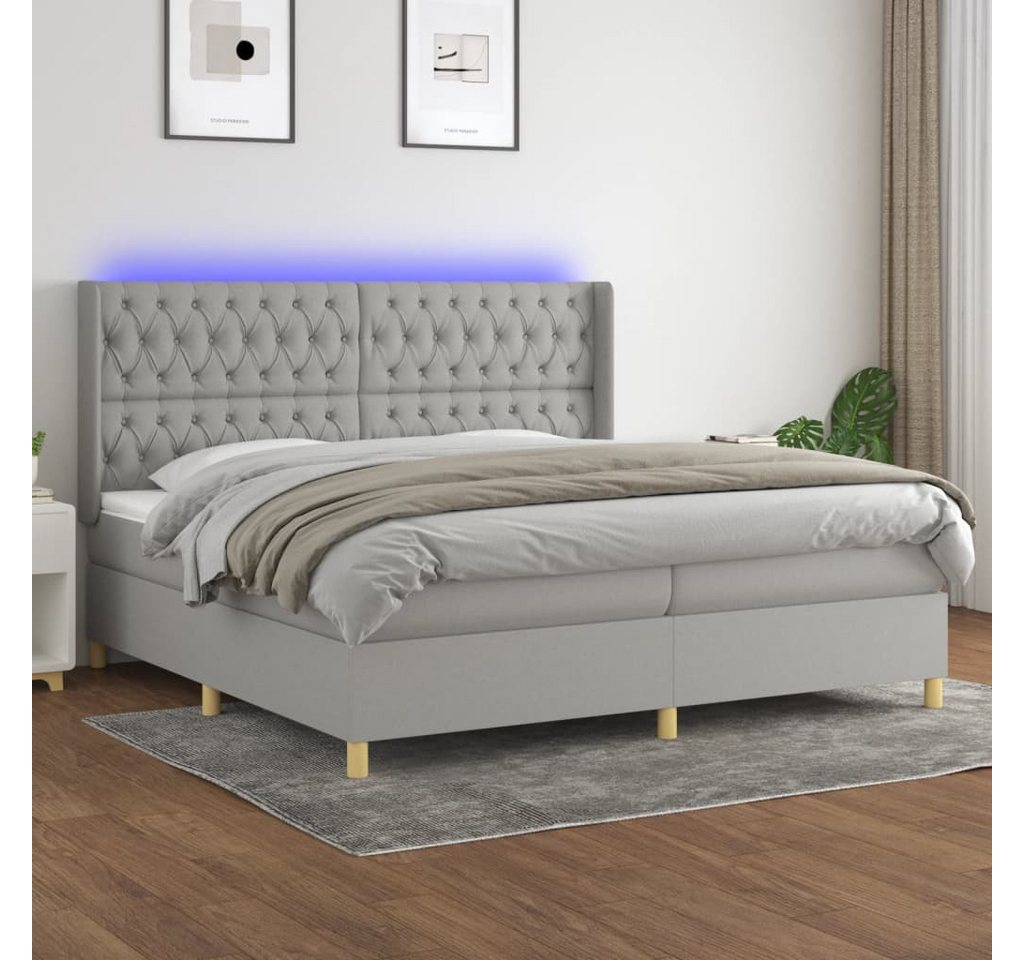 vidaXL Boxspringbett Boxspringbett mit Matratze LED Hellgrau 200x200 cm Sto günstig online kaufen