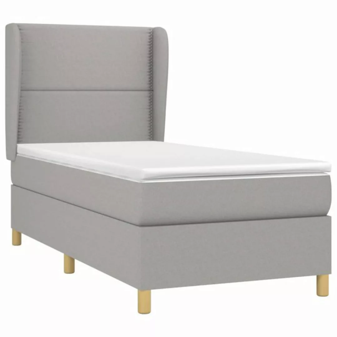 vidaXL Boxspringbett Boxspringbett mit Matratze Hellgrau 80x200 cm Stoff Be günstig online kaufen