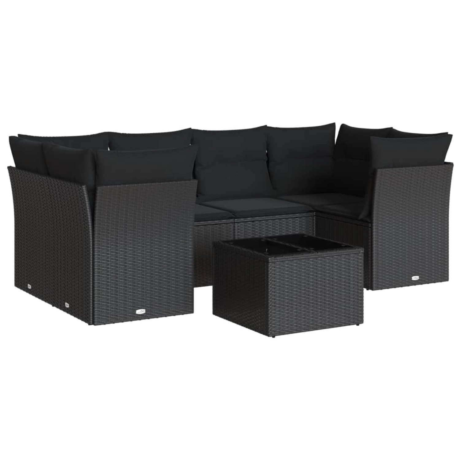 vidaXL 7-tlg Garten-Sofagarnitur mit Kissen Schwarz Poly Rattan Modell 29 günstig online kaufen