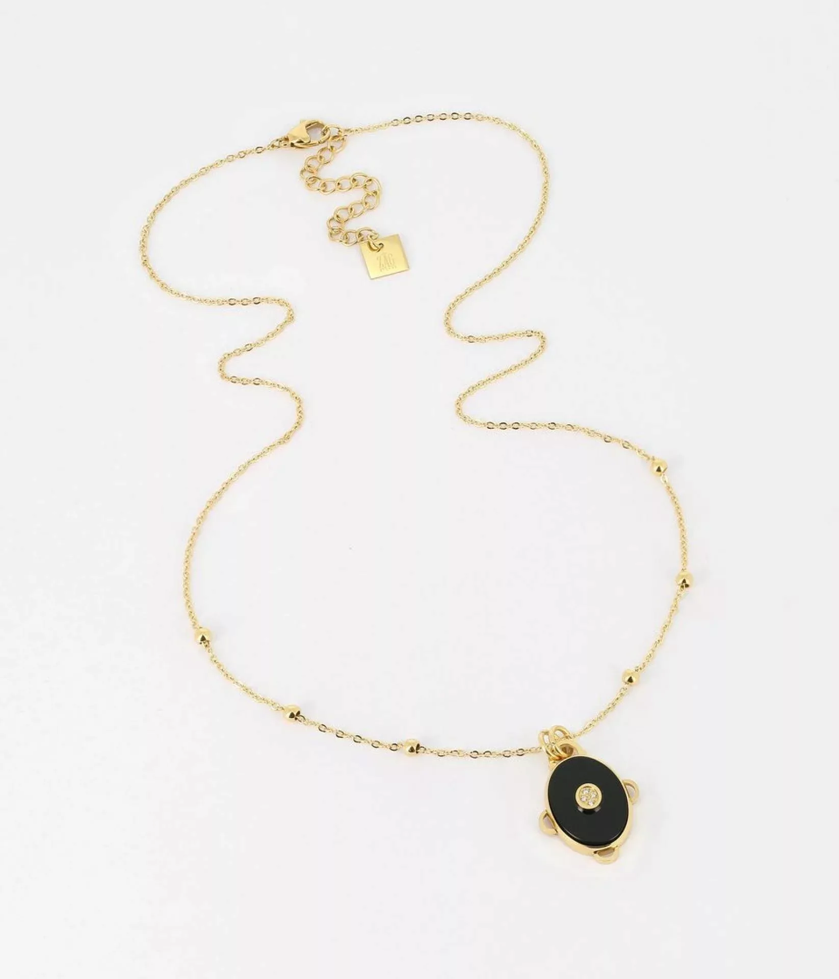 Zag Bijoux Kette ovaler Anhänger 45+5 cm Gold/schwarzer Onyx günstig online kaufen