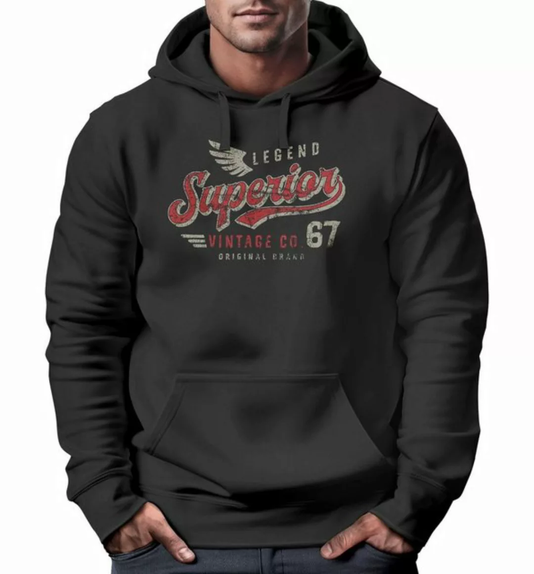 Neverless Hoodie Hoodie Herren Vintage Retro Motiv Schriftzug Superior Lege günstig online kaufen