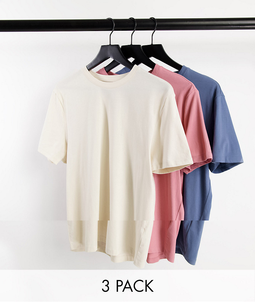 New Look – T-Shirts in Blau-Bunt im 3er-Pack-Mehrfarbig günstig online kaufen