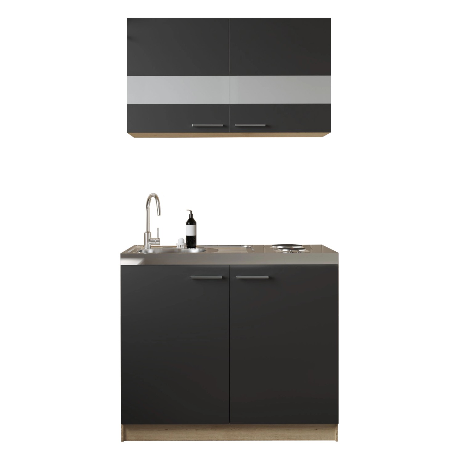Respekta Küchenmöbel-Set 5 Merle 100 cm Schwarz günstig online kaufen