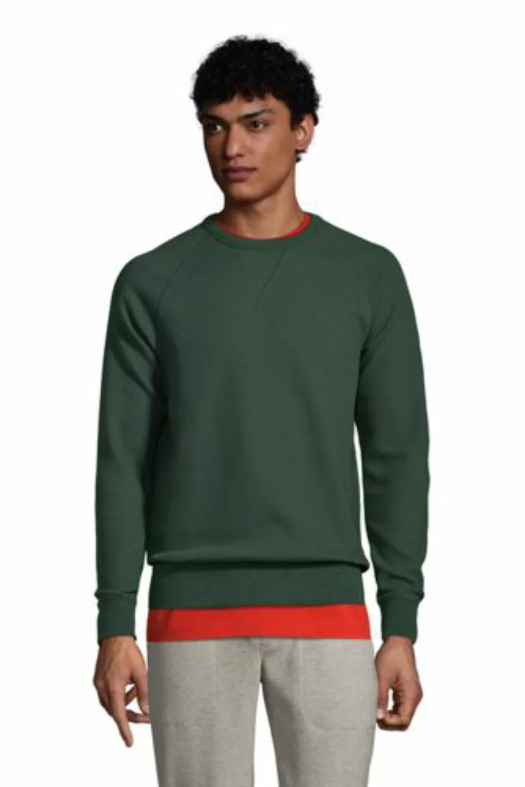 Sweatshirt mit Waffelstruktur, Herren, Größe: XXL Normal, Grün, Jersey, by günstig online kaufen