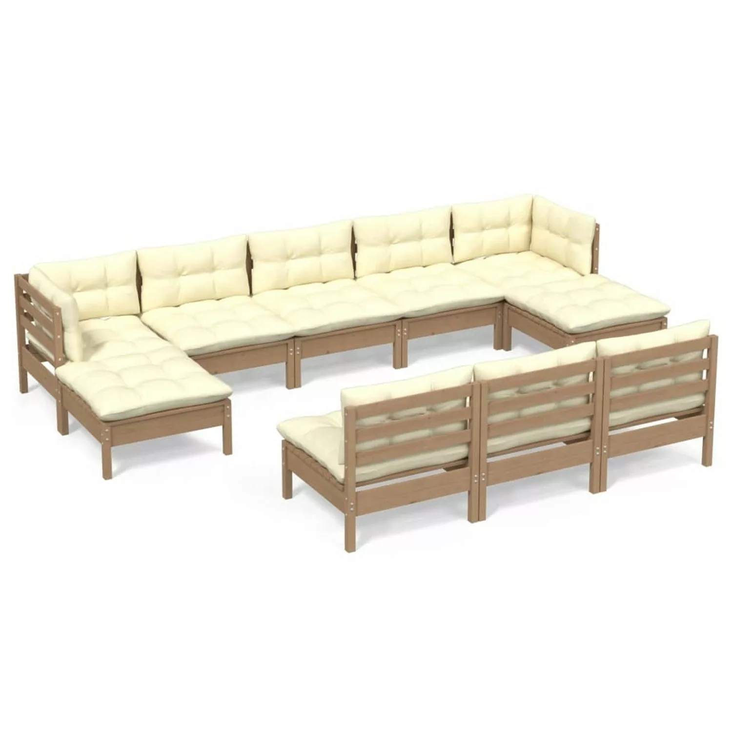 10-tlg. Garten-lounge-set Mit Kissen Honigbraun Kiefernholz günstig online kaufen