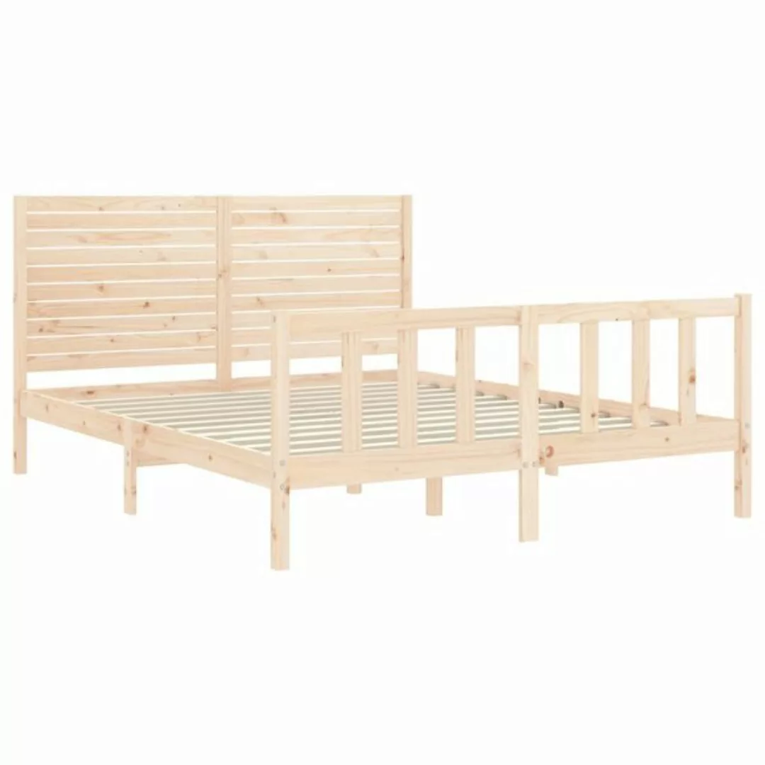 vidaXL Bettgestell Massivholzbett mit Kopfteil 160x200 cm Bett Bettgestell günstig online kaufen