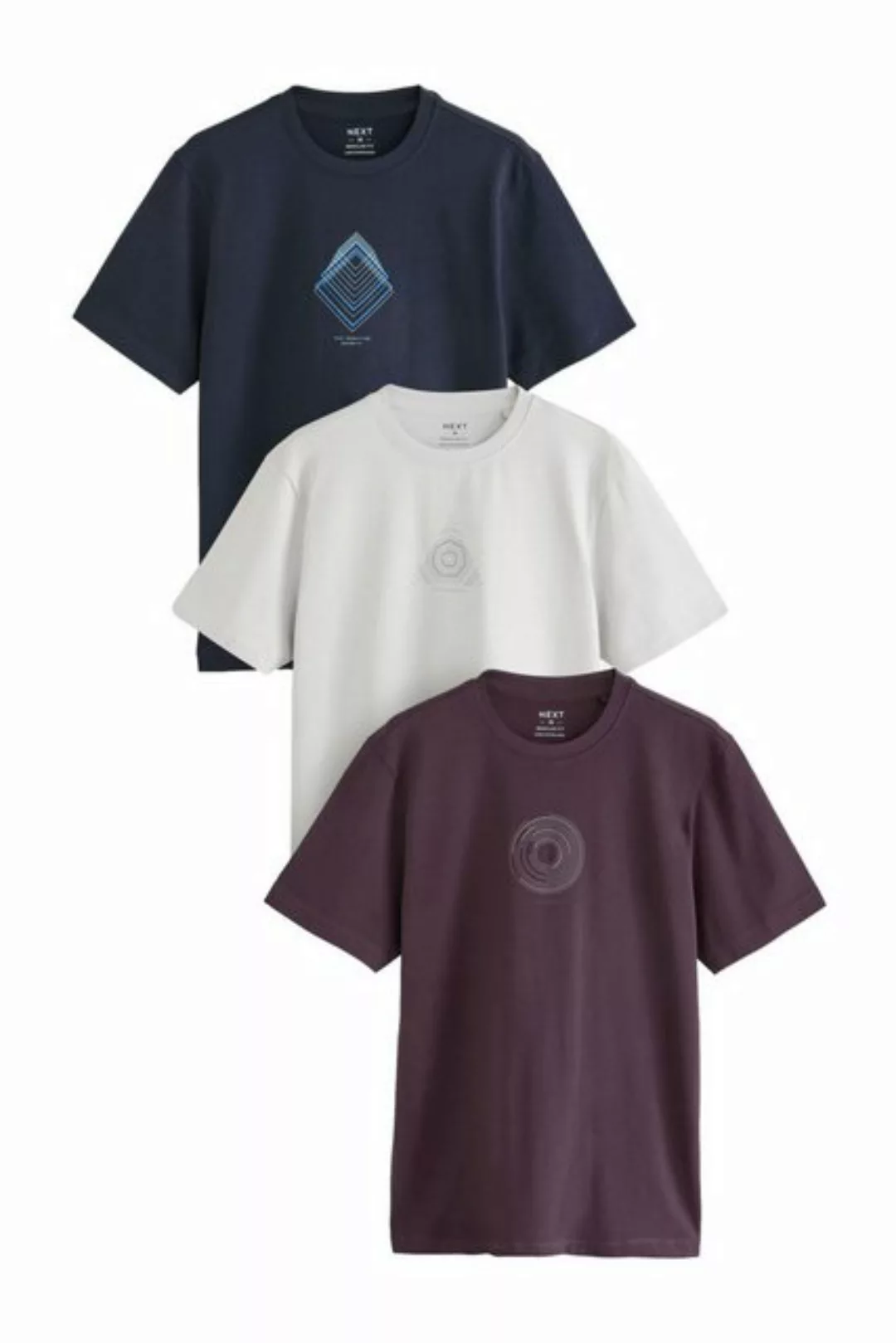 Next Print-Shirt Schweres Basic-T-Shirt im Relaxed Fit, 3er-Pack (1-tlg) günstig online kaufen