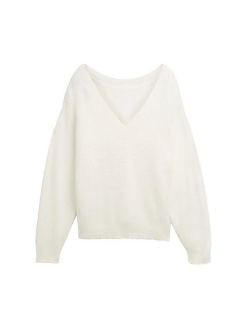 TOM TAILOR Denim Strickpullover feather yarn pullover, off white günstig online kaufen