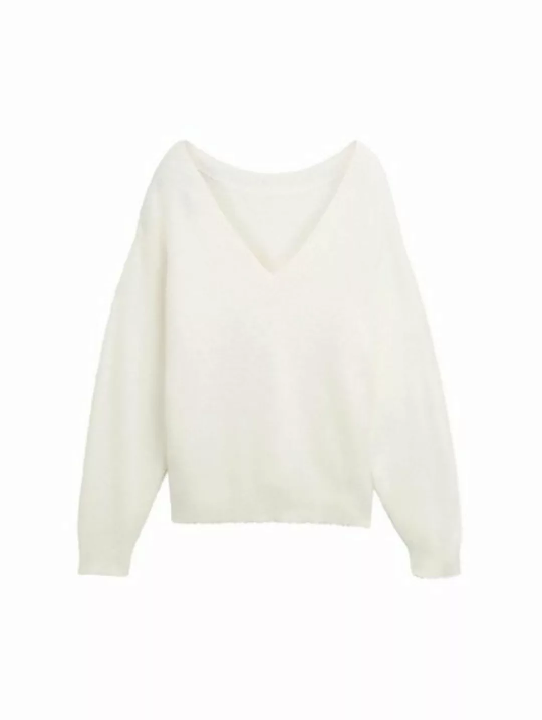 TOM TAILOR Denim Strickpullover feather yarn pullover, off white günstig online kaufen