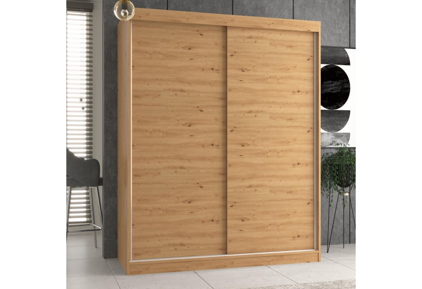 Beautysofa Schiebetürenschrank Royal (120 / 160 cm Kleiderschrank) modernes günstig online kaufen