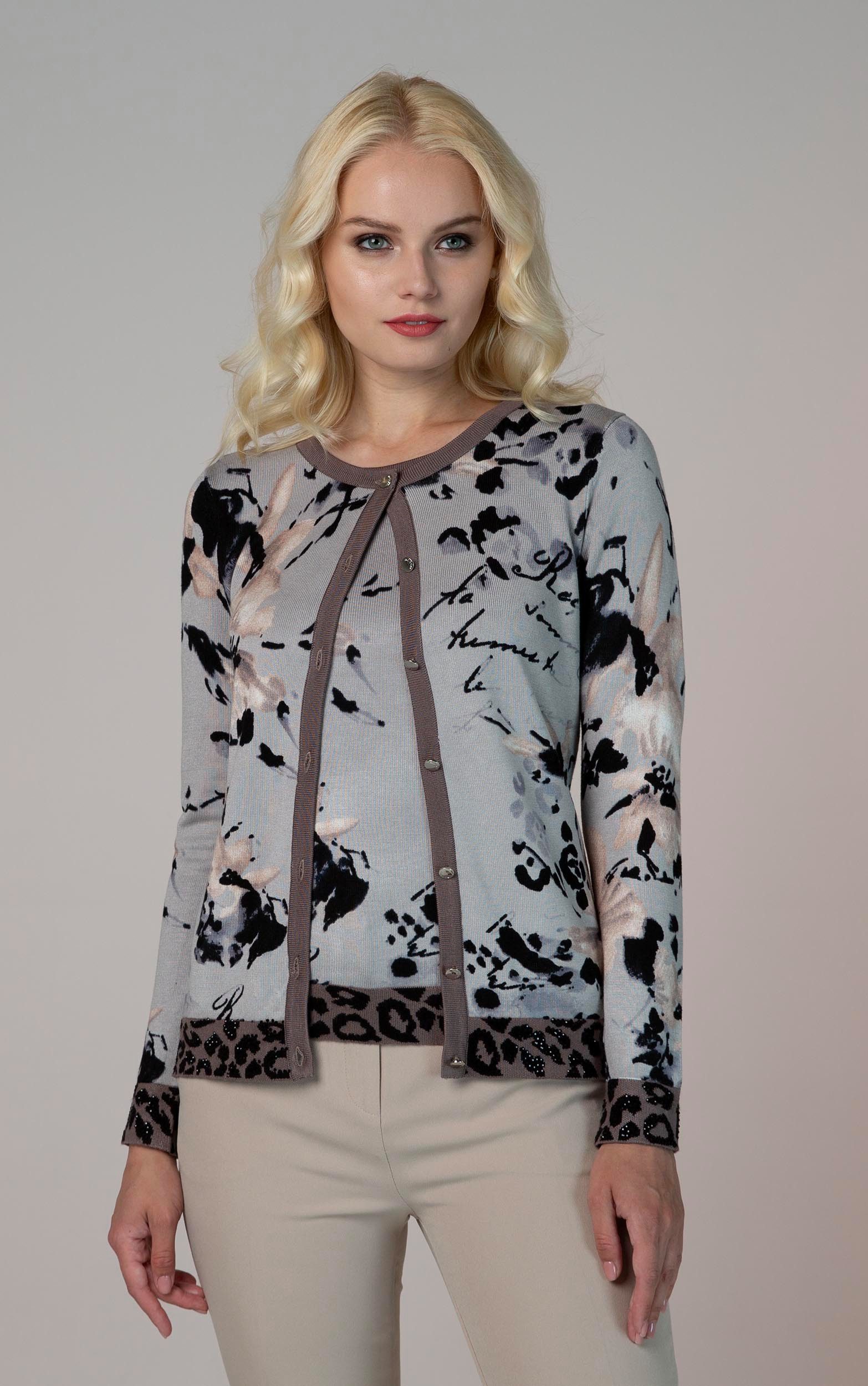 Passioni Cardigan Twinset mit Blumendruck und günstig online kaufen