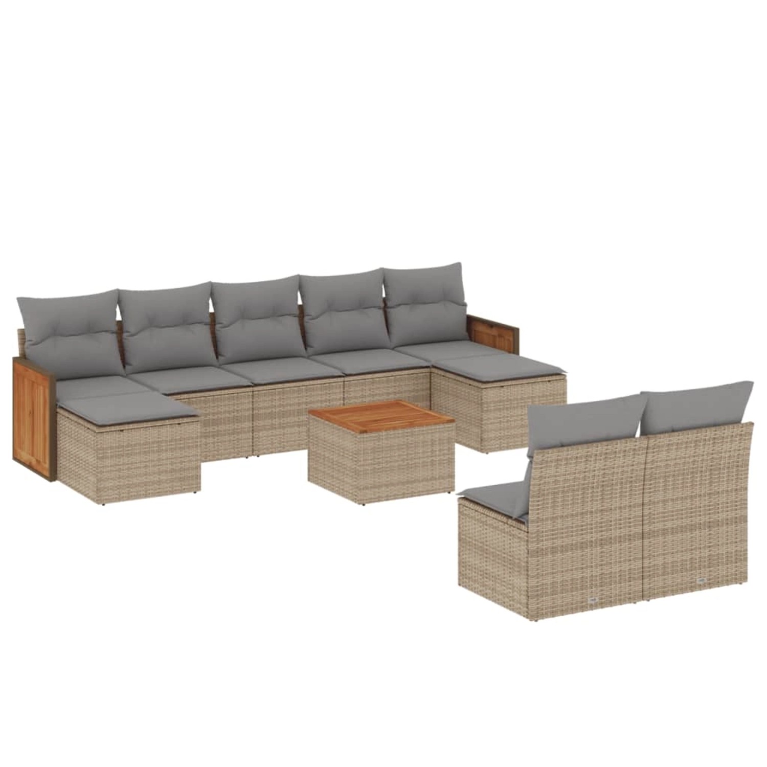 vidaXL 10-Tlg Garten-Sofagarnitur mit Kissen Beige Poly Rattan 3260463 günstig online kaufen