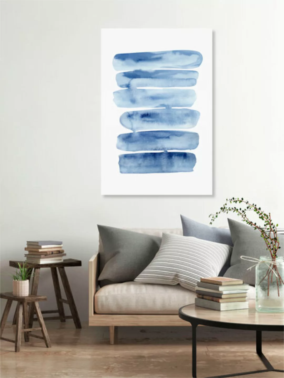 Poster / Leinwandbild - Watercolor Stripes Painting günstig online kaufen