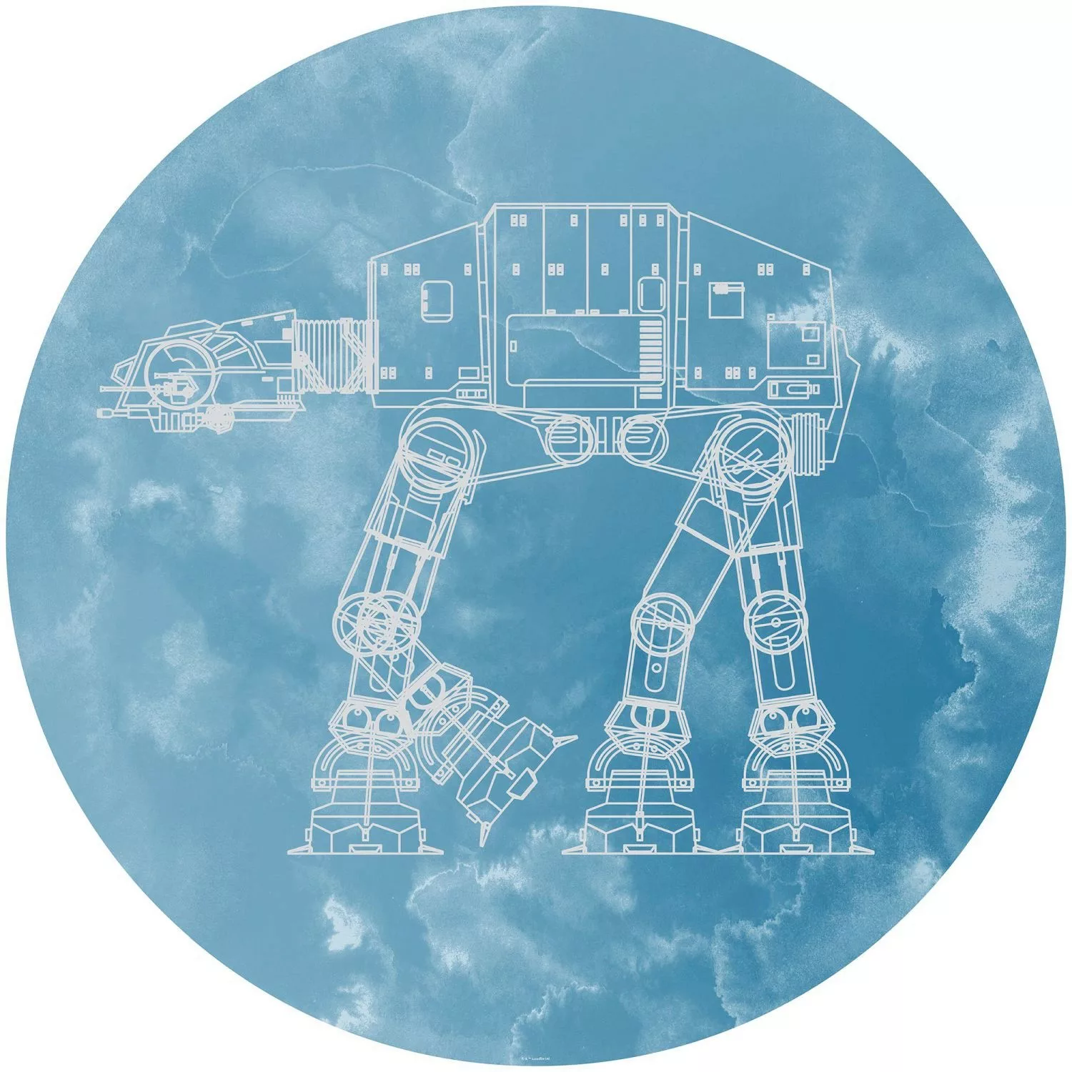 Disney Selbstklebende Runde Tapete Star Wars At-At Blau Ø 128 cm 610394 günstig online kaufen