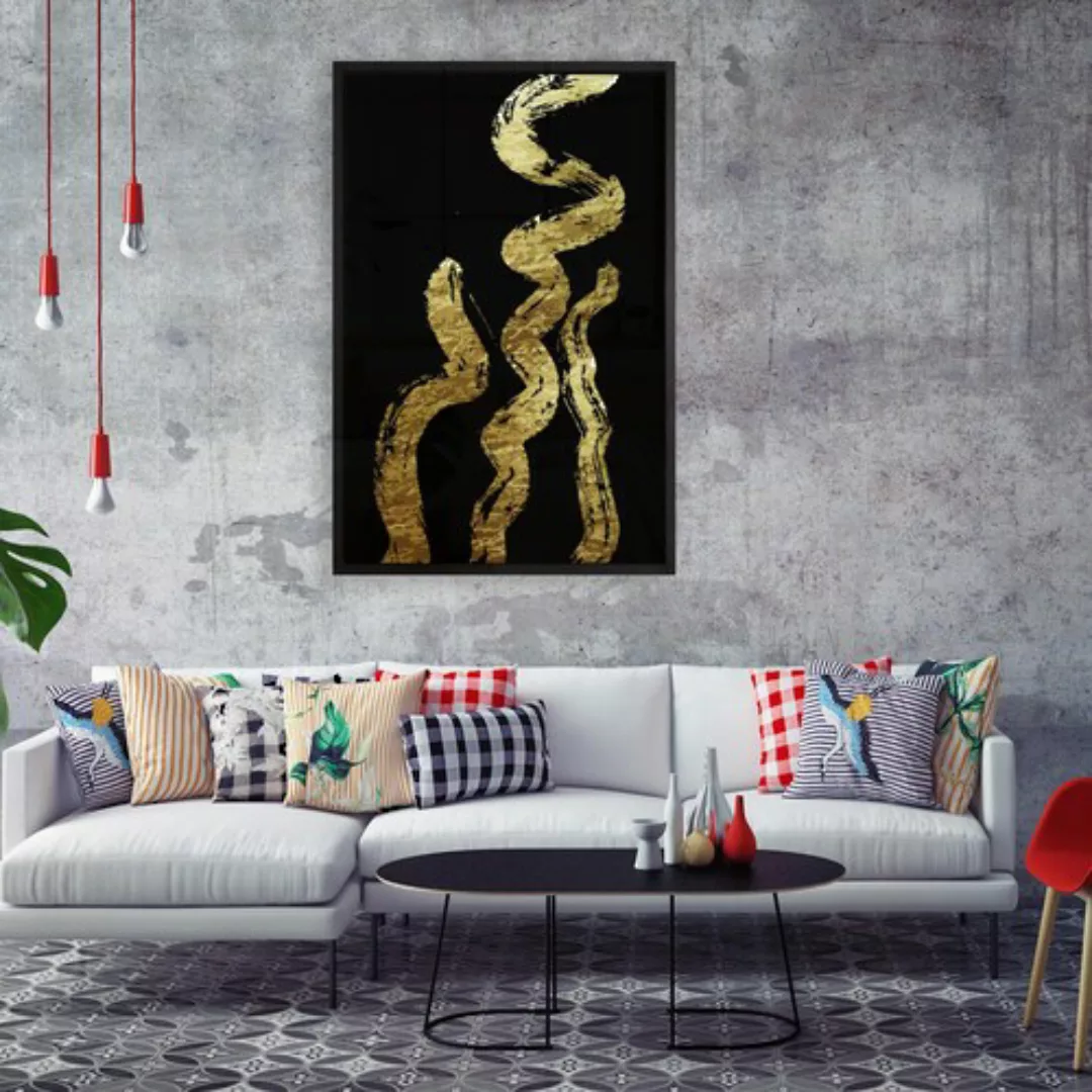 queence Leinwandbild »Black & Gold«, Abstrakt-Kunst-Modern, mit einem Schat günstig online kaufen