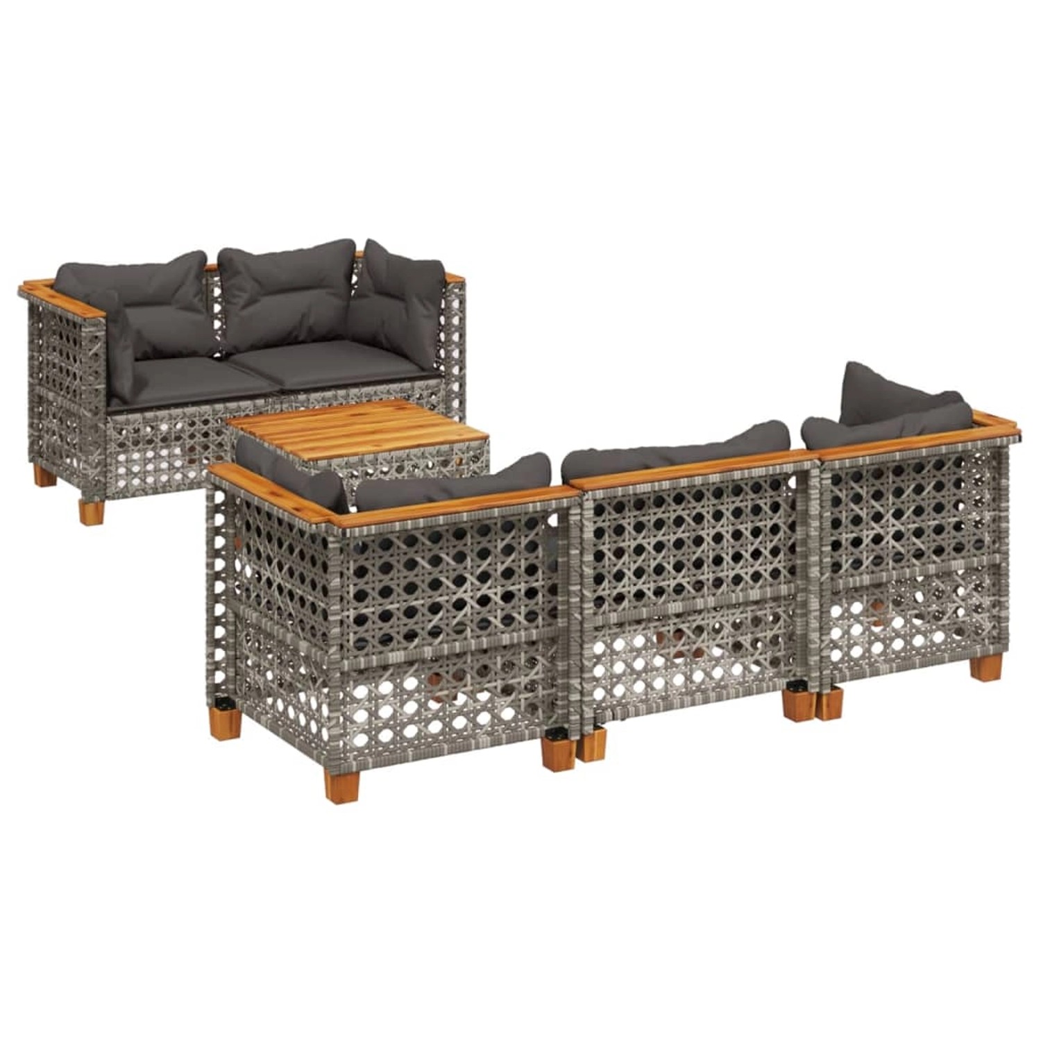 vidaXL 6-tlg Garten-Sofagarnitur mit Kissen Grau Poly Rattan Modell 183 günstig online kaufen