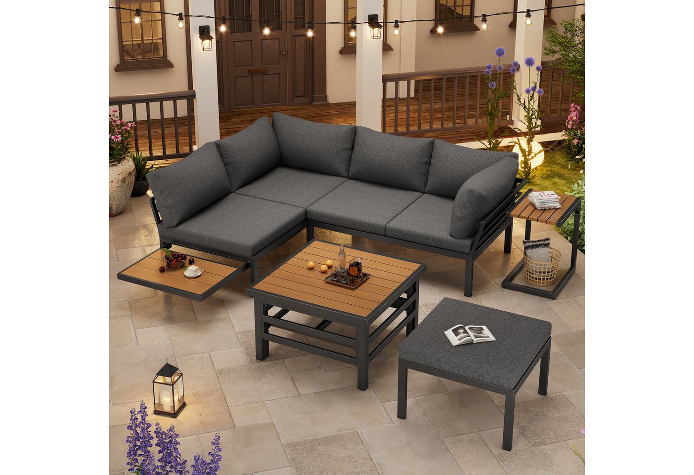 OKWISH Sofa Gartenmöbelset,mit verzinktem Eisengestell, Modernes Gartenmöbe günstig online kaufen