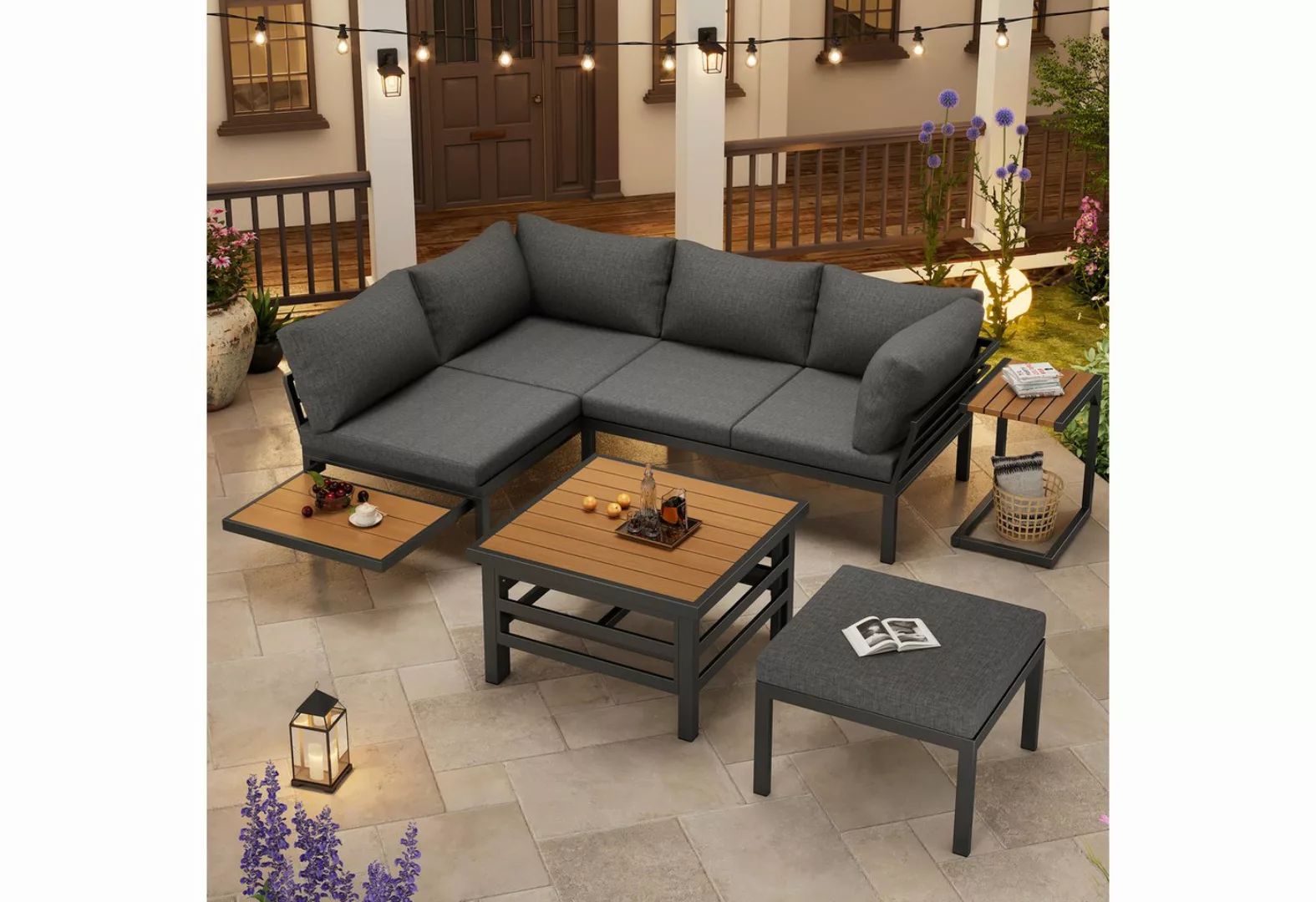 MODFU Sofa Outdoor Garten-Lounge-Set,mit verzinktem Eisengestell, Modernes günstig online kaufen