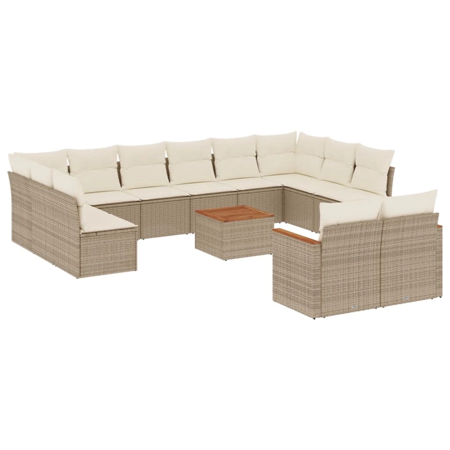 vidaXL 13-Tlg Garten-Sofagarnitur mit Kissen Beige Poly Rattan 3258852 günstig online kaufen