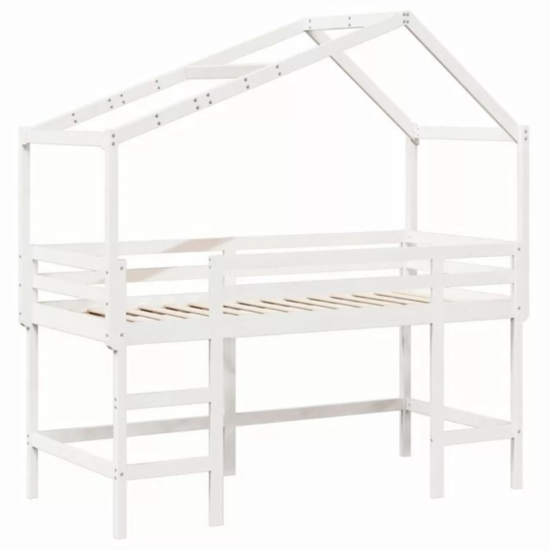 vidaXL Bett Hochbett mit Leiter und Dach Weiß 90x190 cm Massivholz Kiefer günstig online kaufen