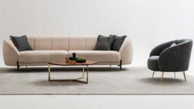 JVmoebel Sofa Modern Sessel Polster Sofa 3 Sitzer Beige Hochwertig Sofas De günstig online kaufen